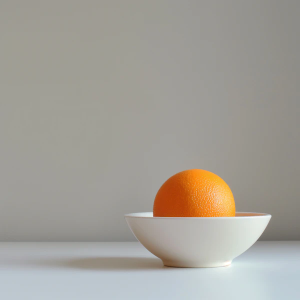 Orange in White Bowl
