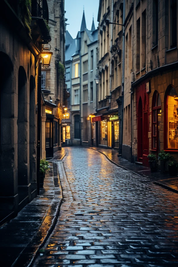 Twilight Serenity on Cobblestone Lane