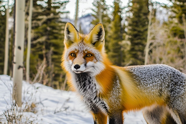 Curious Red Fox in Winter