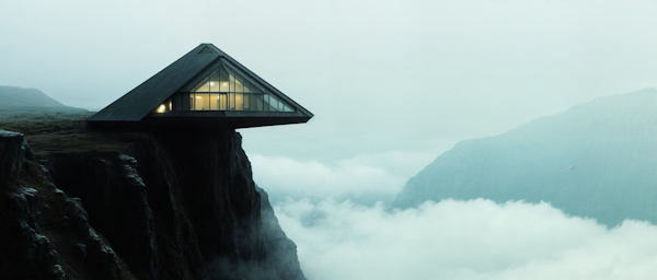 Modern Triangular House on Cliff