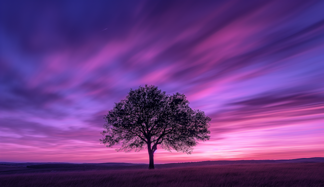 Twilight Serenity with Silhouetted Tree