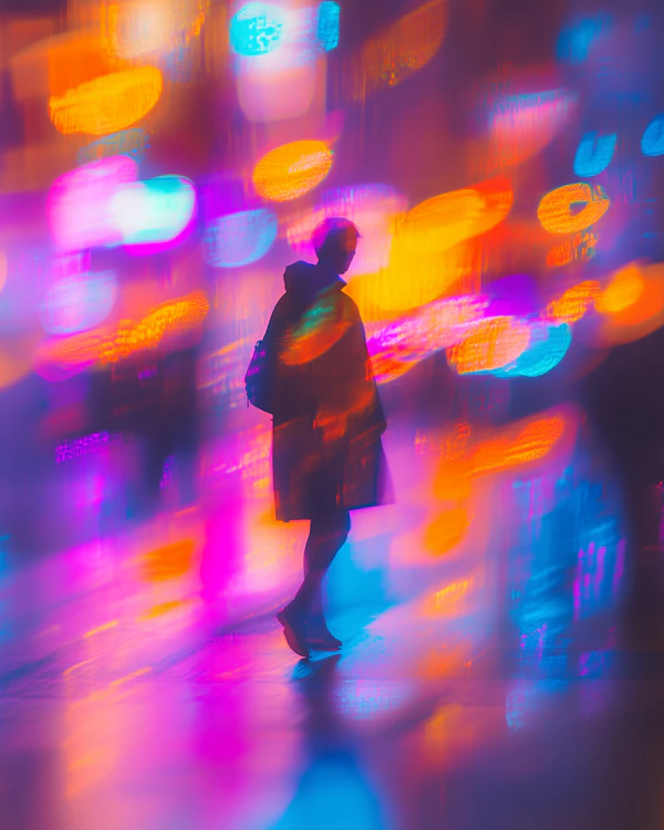 Silhouette in Vibrant Lights