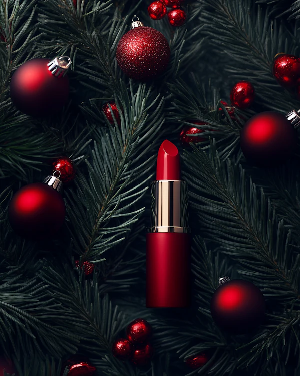 Festive Lipstick and Ornaments