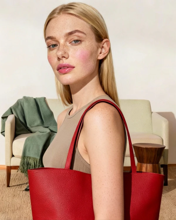 Woman with Red Tote