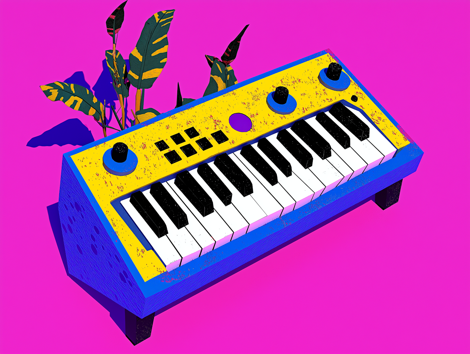 Vibrant Synthesizer on Pink