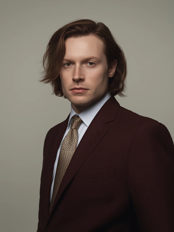 Man in Burgundy Suit
