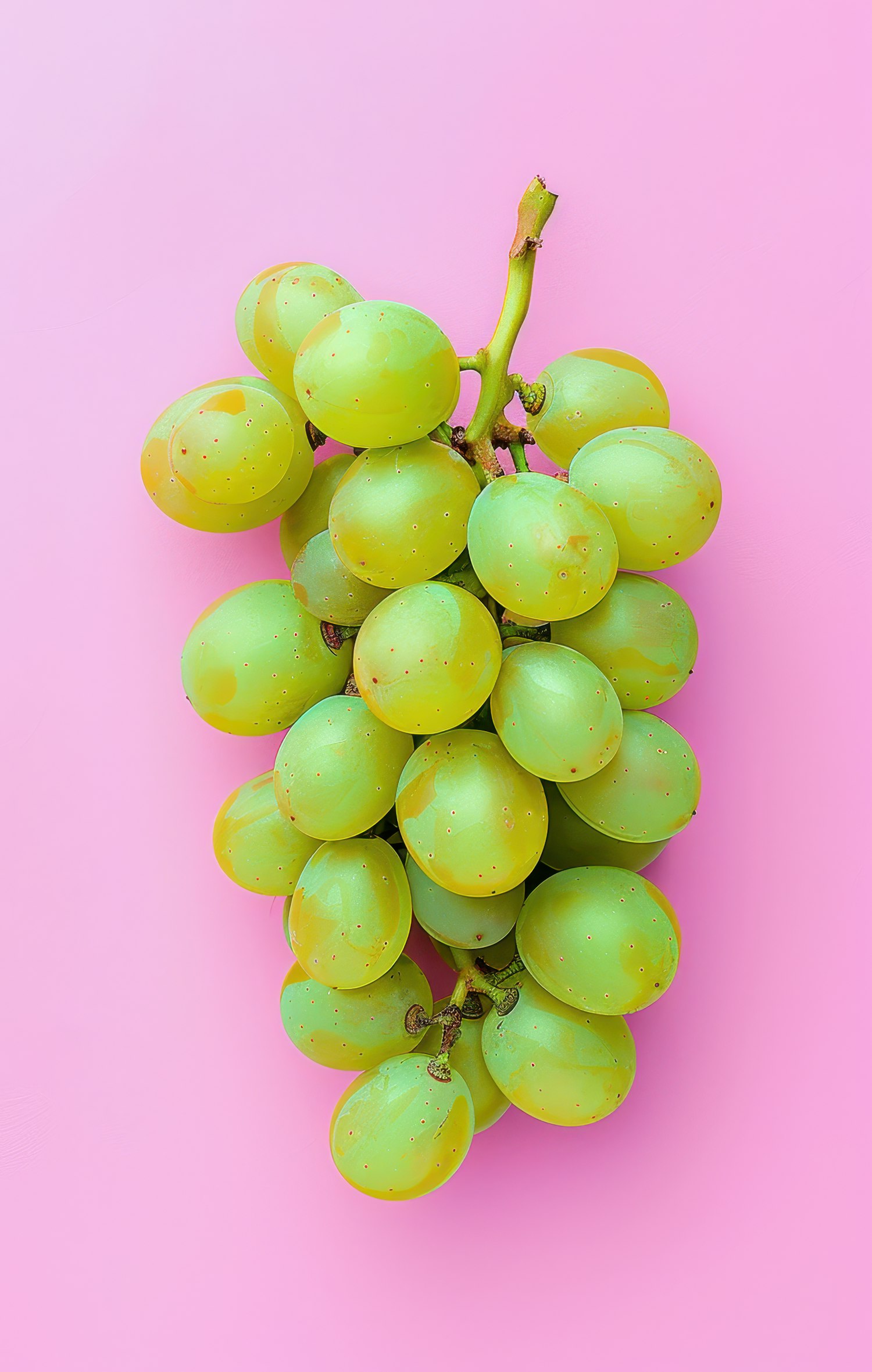 Green Grapes on Pink Background