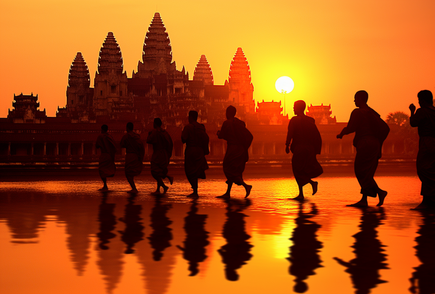 Monastic Silhouettes at Sunrise