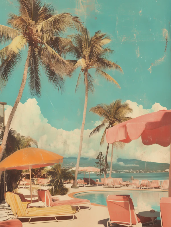 Retro Poolside Scene
