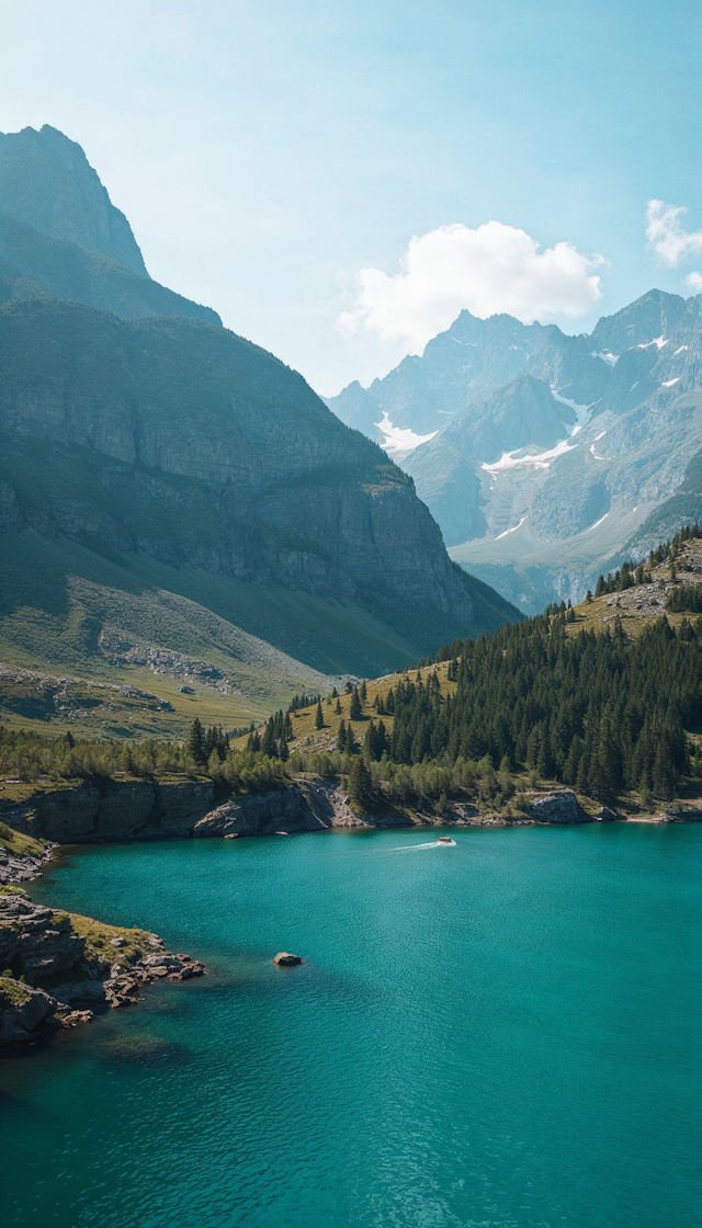 Serene Mountain Landscape with Turquoise Lake