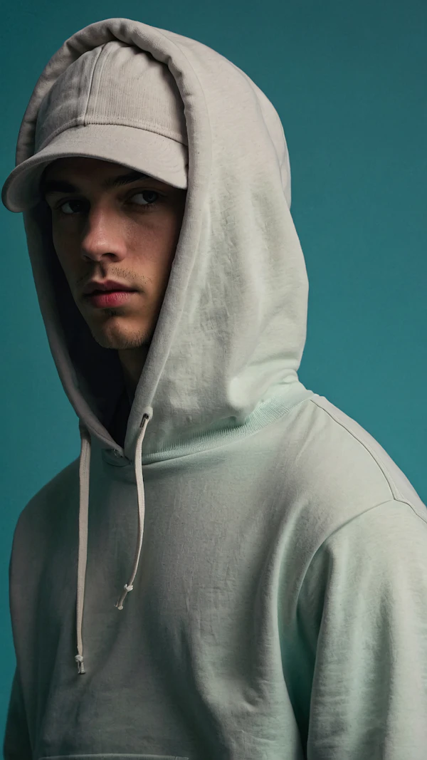 Young Man in Gray Hoodie