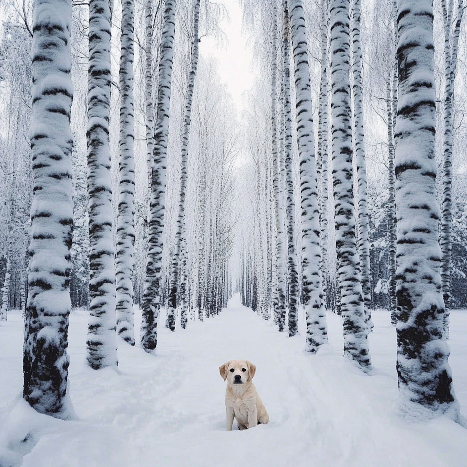 Serene Winter Scene with Labrador