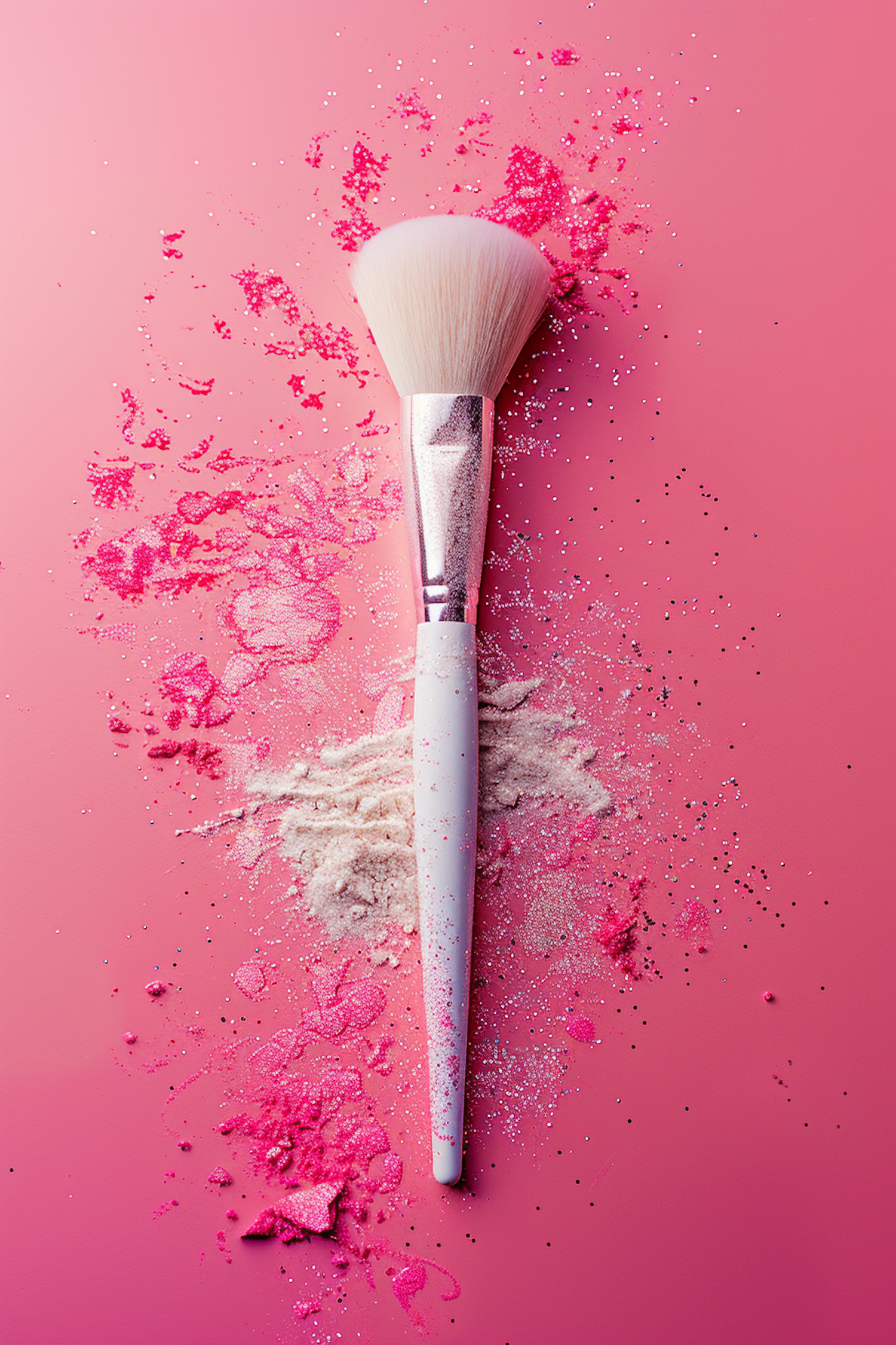 Elegant Makeup Brush on Glittery Pink