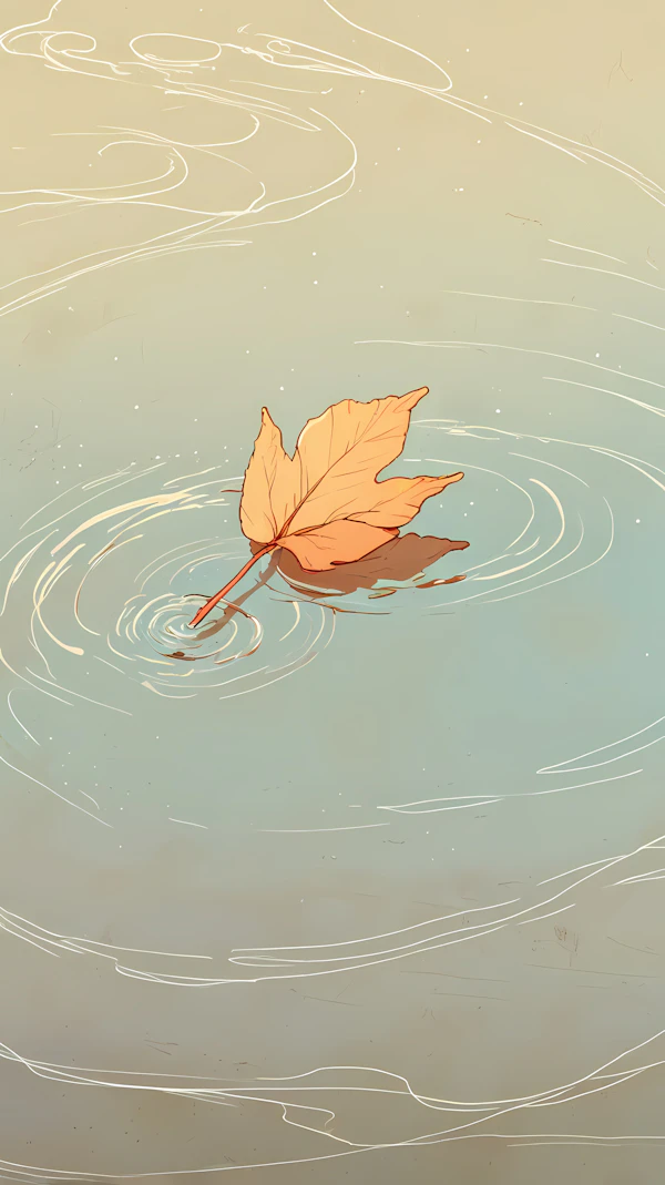 Autumn Leaf on Blue Water