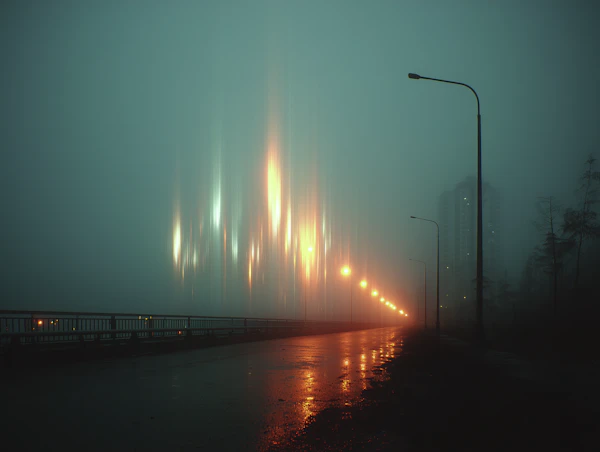 Foggy Urban Night Scene