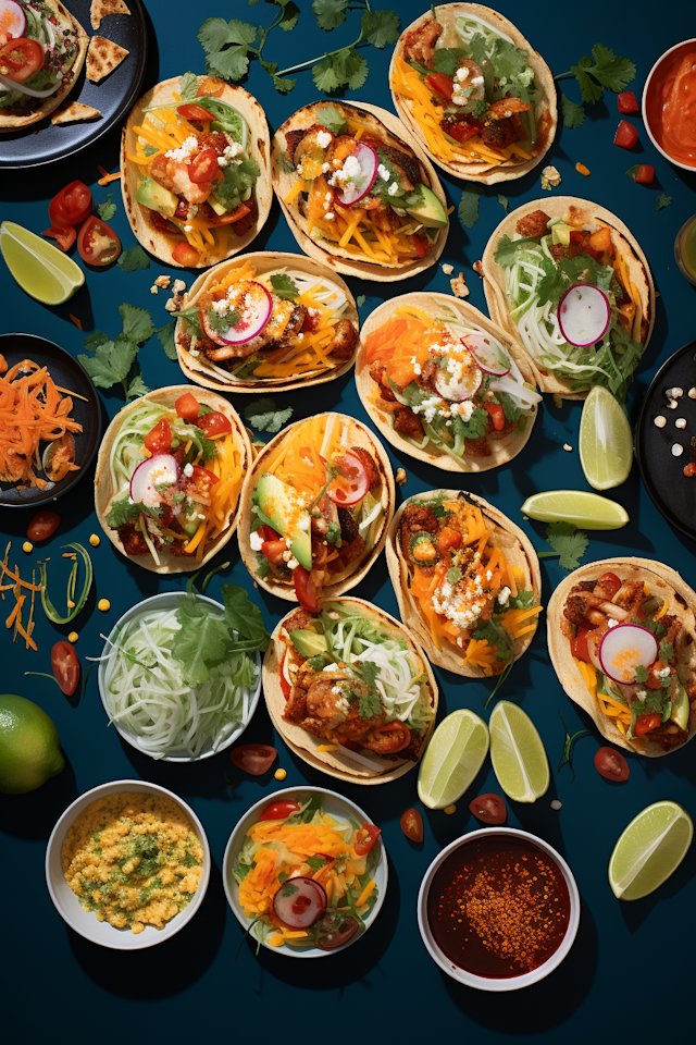 Vibrant Taco Feast on Teal