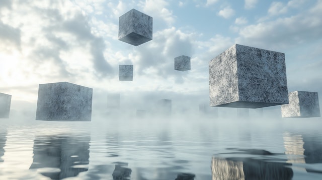 Floating Gray Cubes