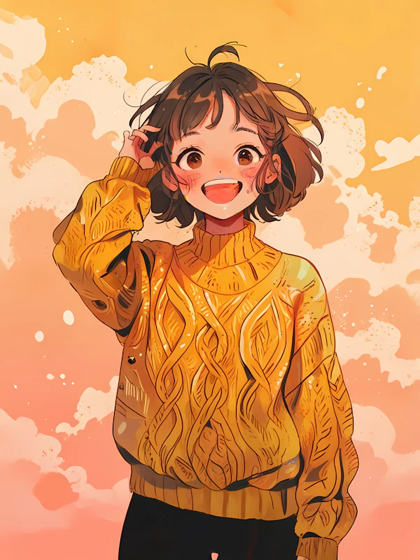 Cheerful Girl in Yellow Sweater