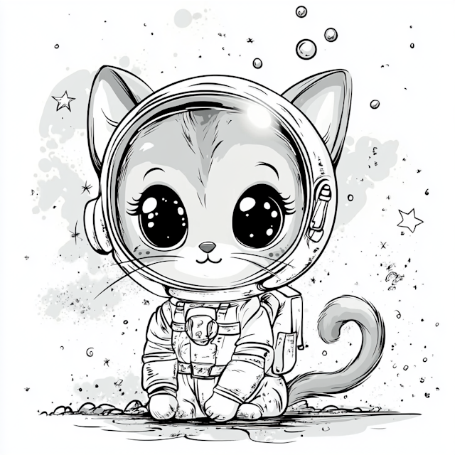 Cartoon Astronaut Cat