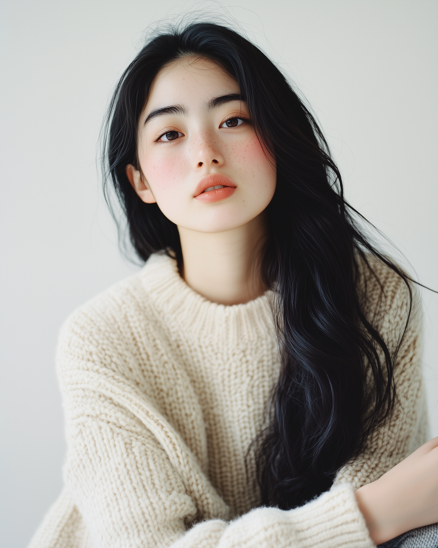 Portrait of a Young Woman in Knit Sweater