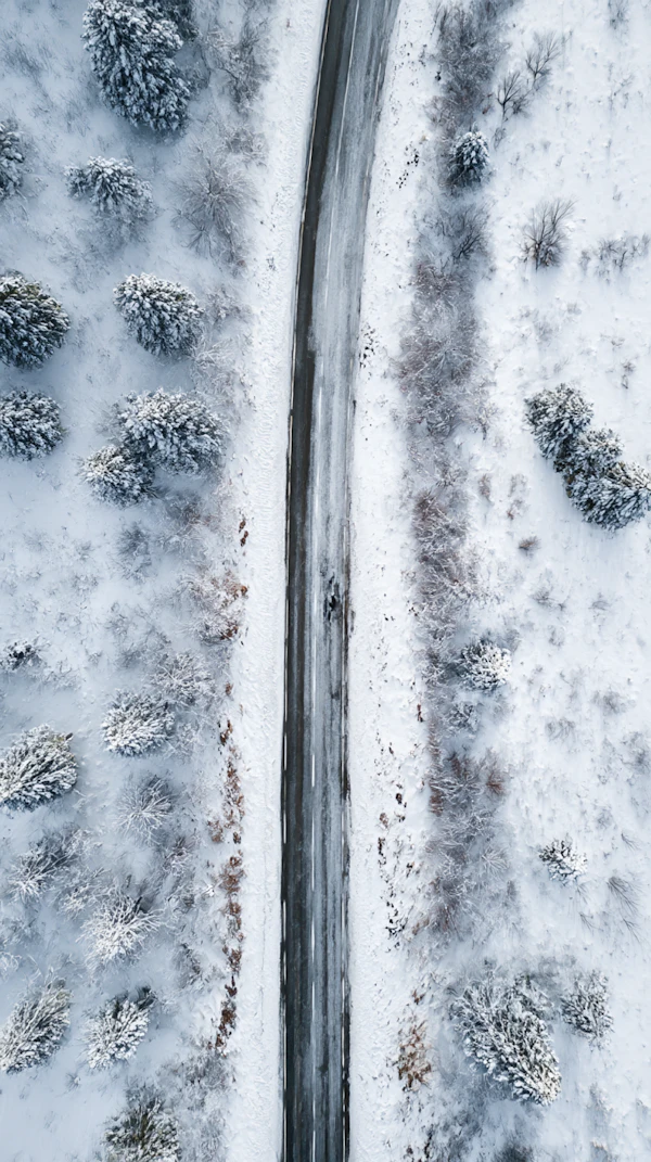 Winter Road Aerial View