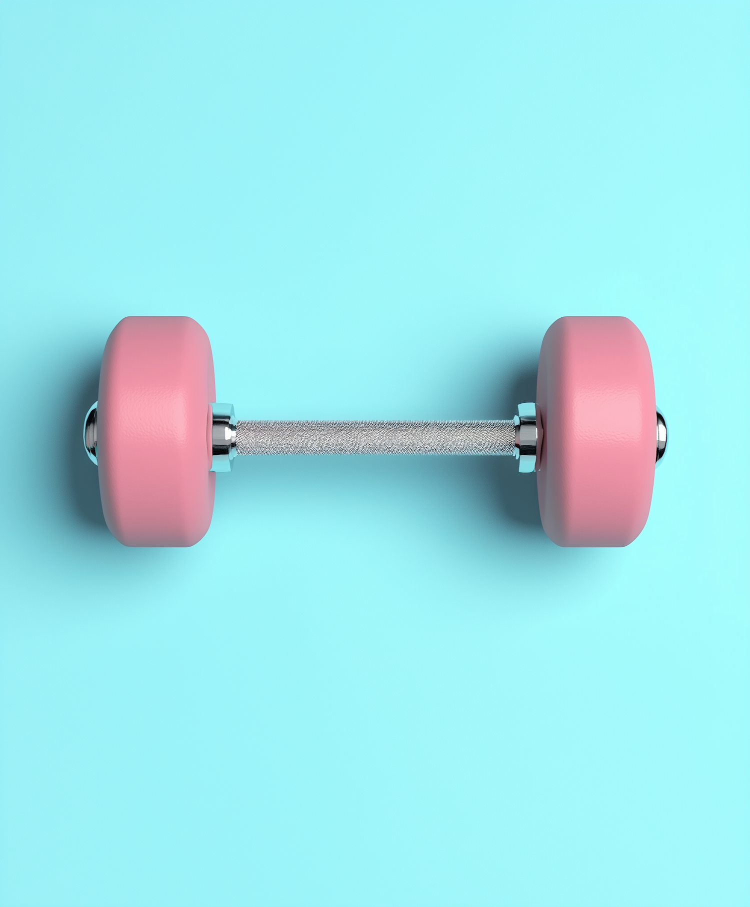 Pink Dumbbell on Turquoise Background