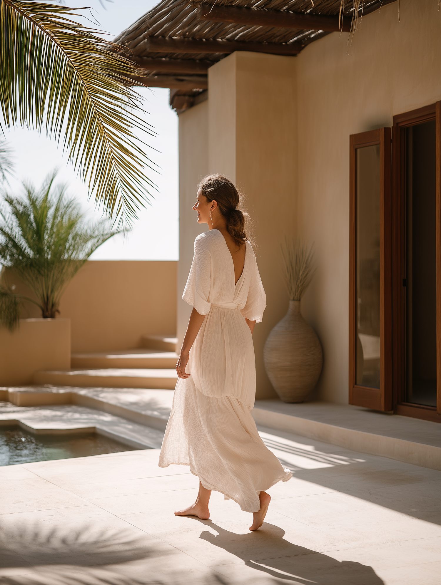 Woman on Sunlit Terrace