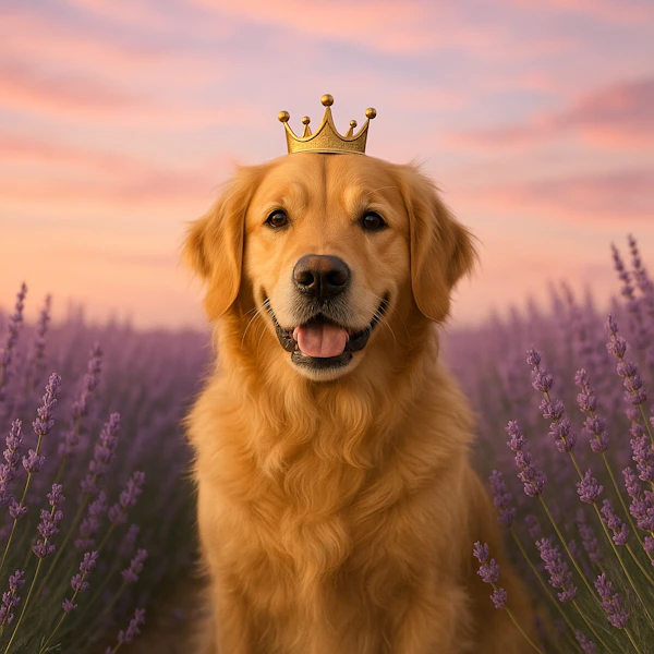 Golden Retriever in Lavender