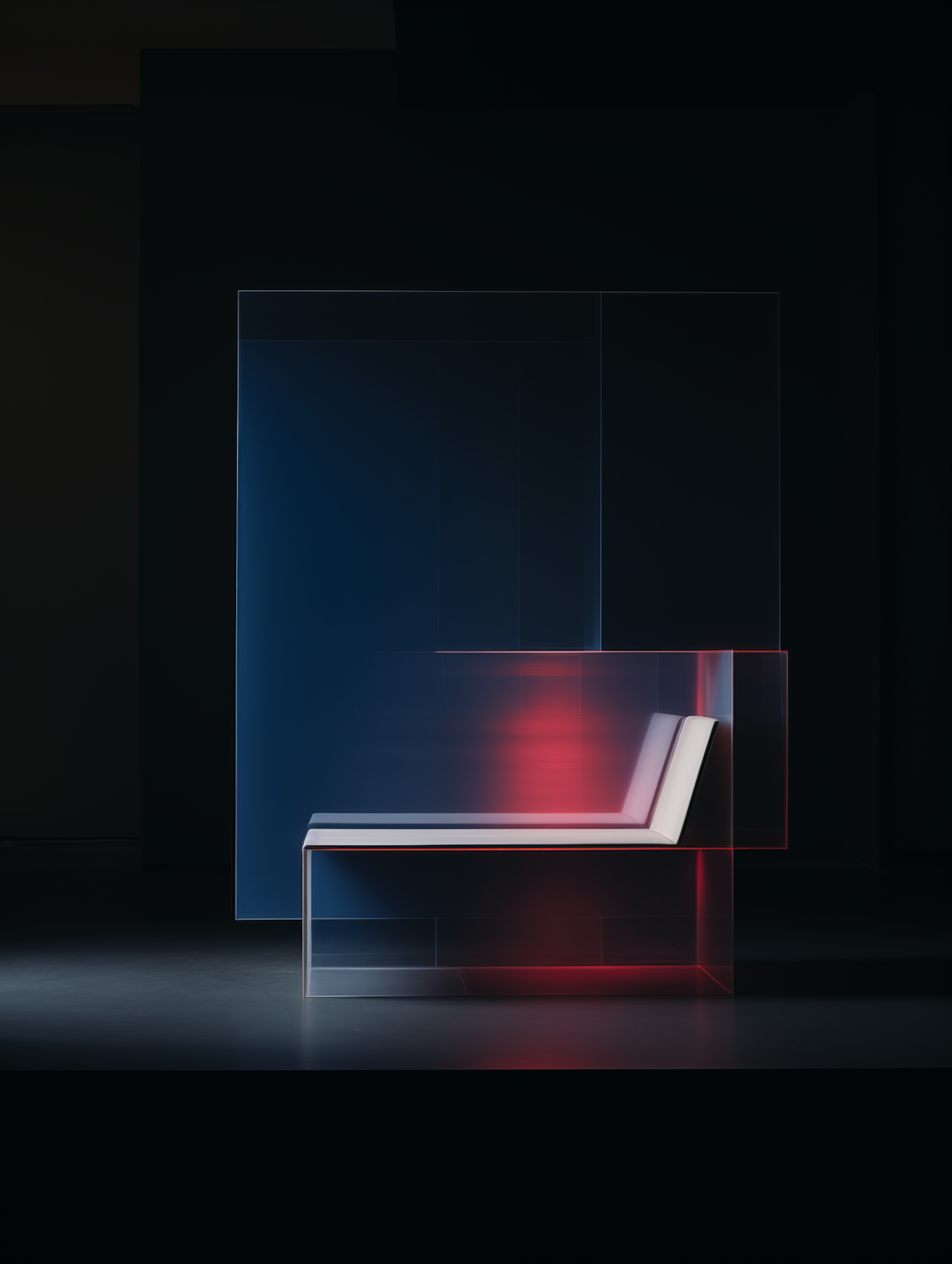 Modern Futuristic Bench with Red Lighting