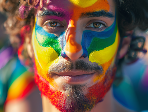 Expressive Portrait with Rainbow Face Paint