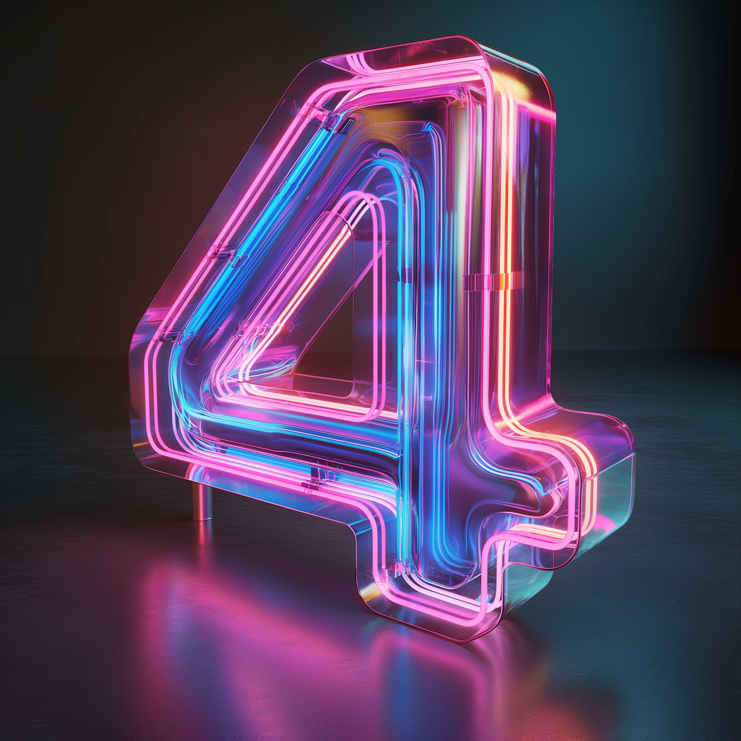 Neon Number Four