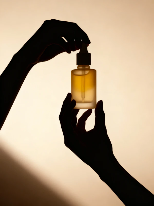 Hands with Dropper Bottle