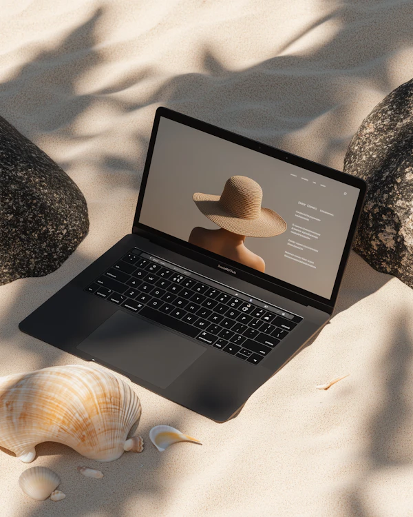 Laptop on Beach Scene