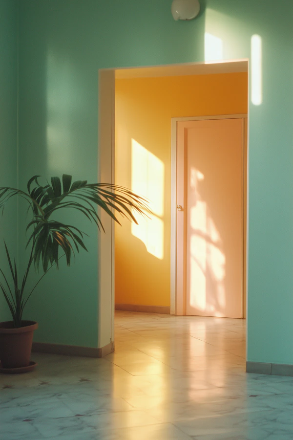 Serene Interior Scene with Color and Light
