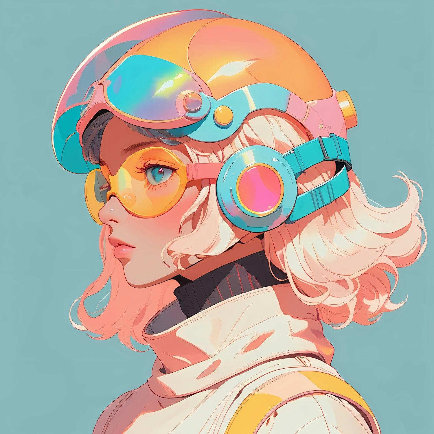 Futuristic Character with Vibrant Helmet