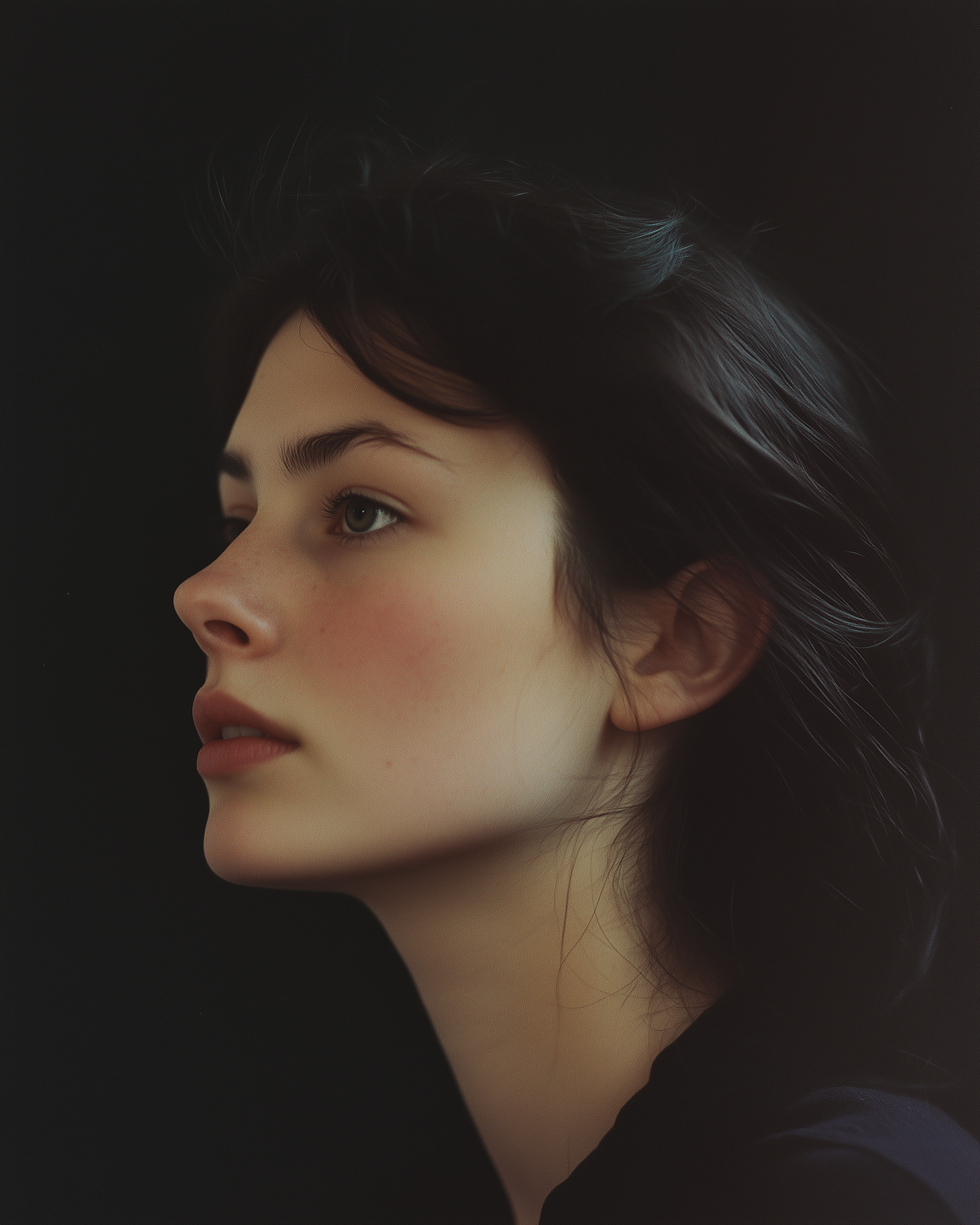 Serene Profile of a Young Woman