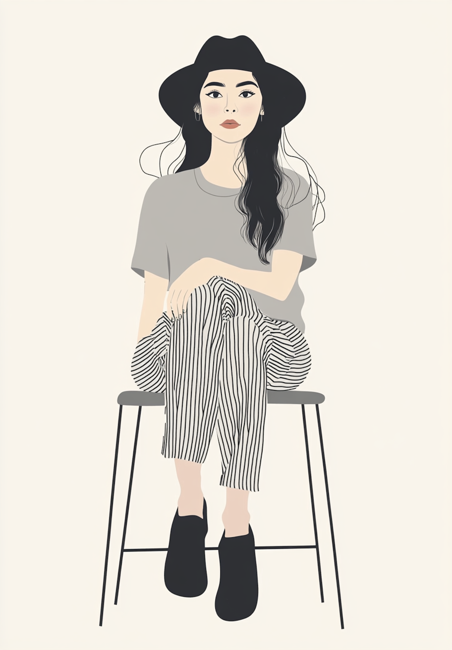 Minimalist Illustration of a Young Woman