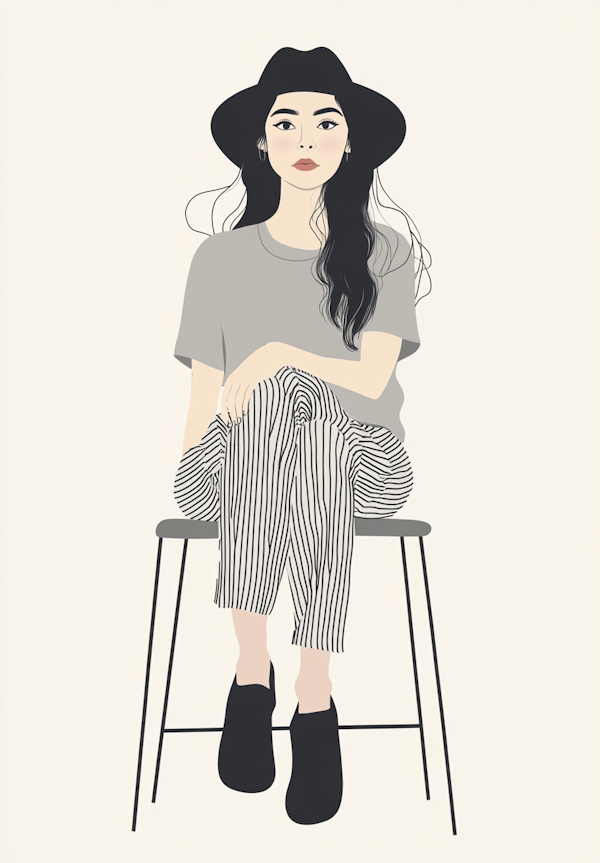 Minimalist Illustration of a Young Woman