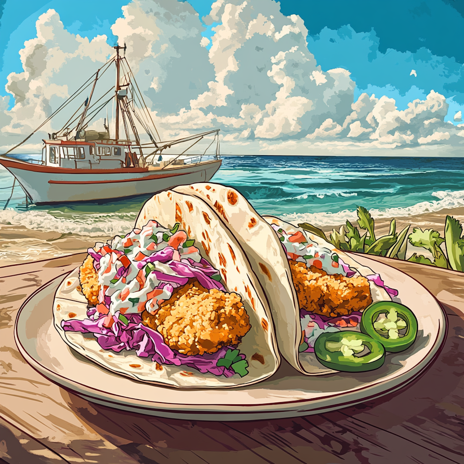 Beachside Taco Feast Illustration