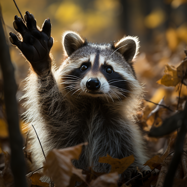 Curious Raccoon in Autumnal Glow