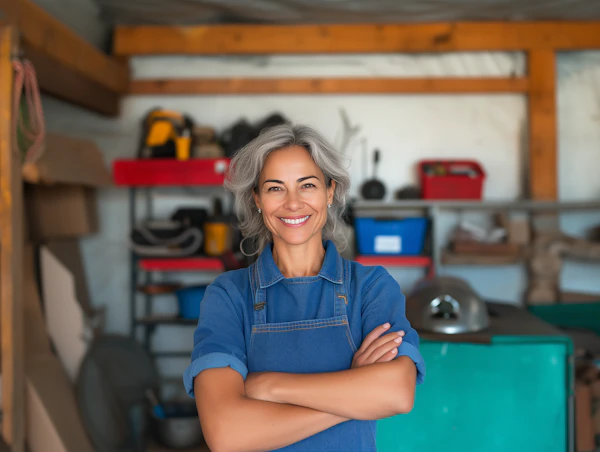 Confident Woman in Workshop