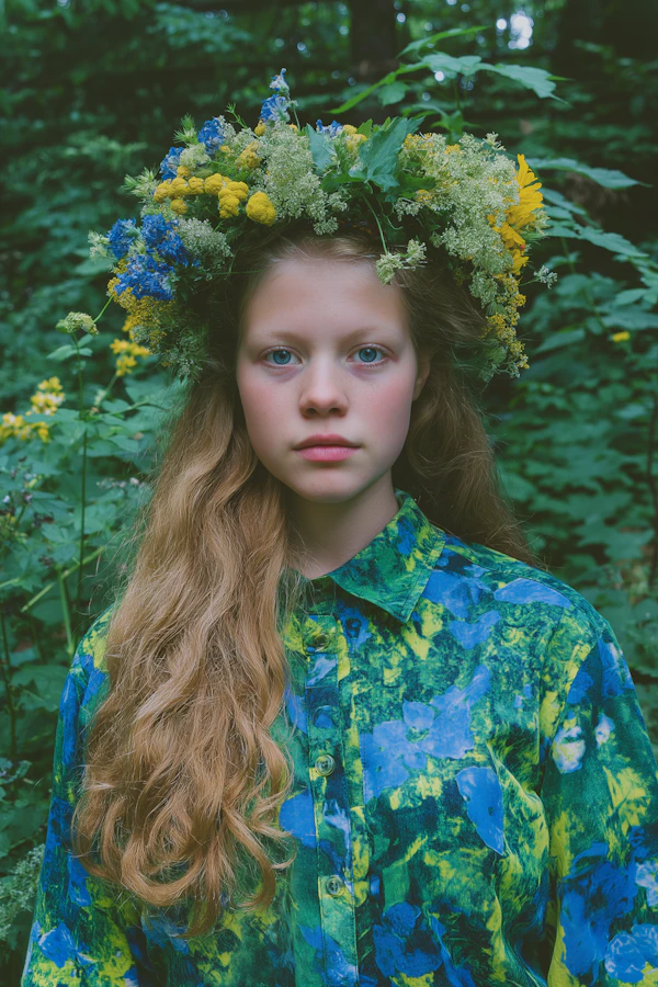 Woman in Forest with Crown