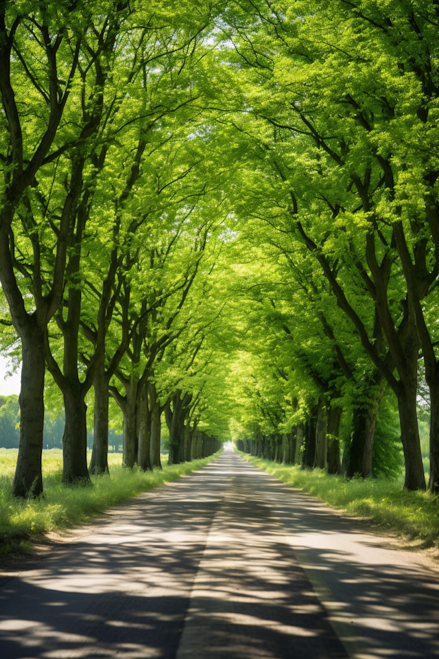 Serene Green Canopy Lined Road