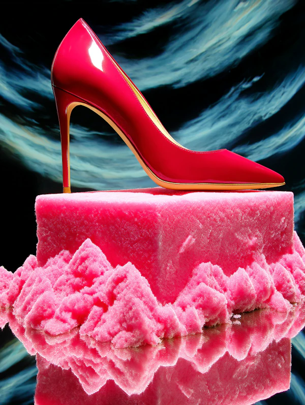 Red Stiletto on Pink Block