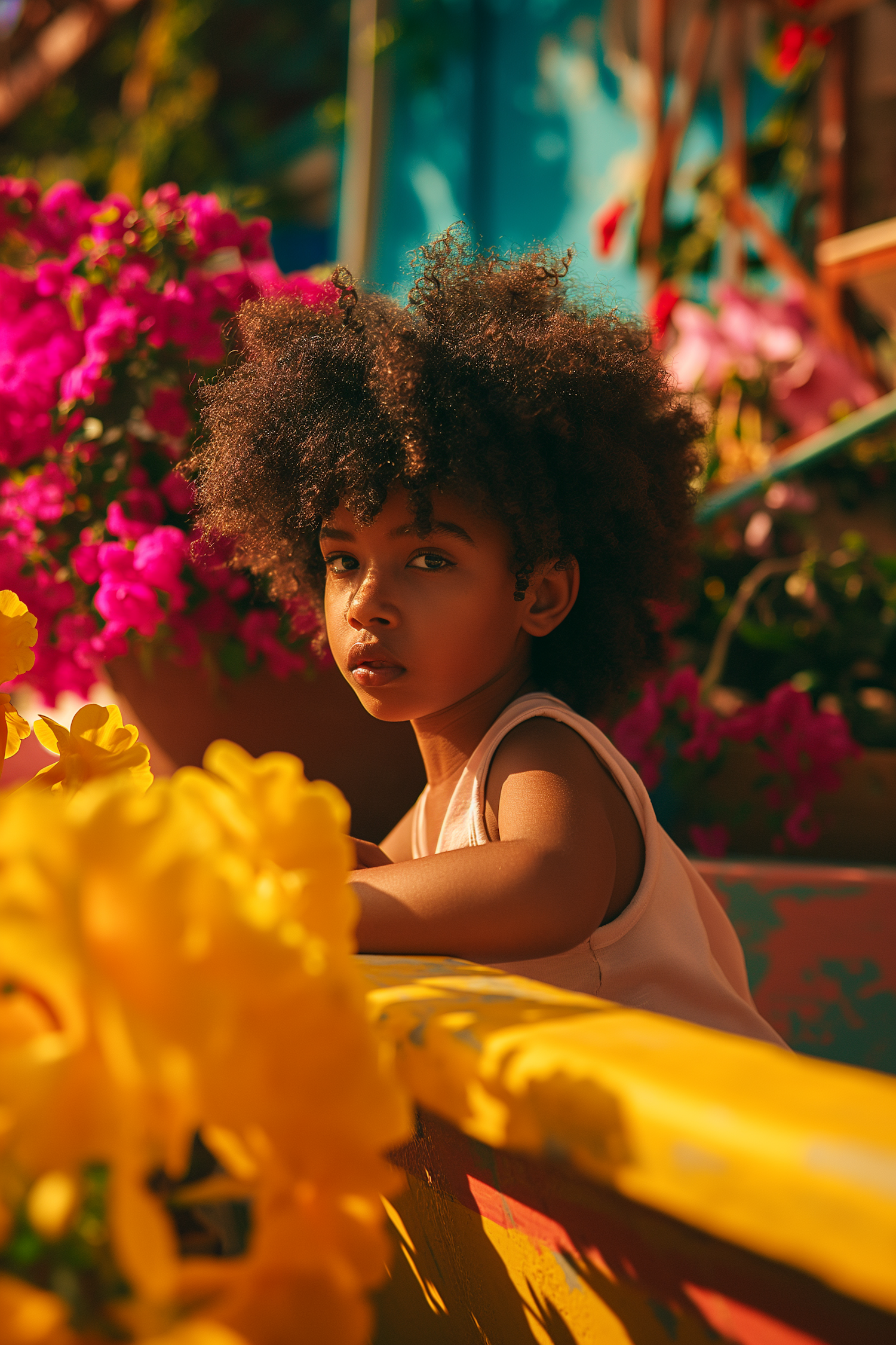 Afro-Youth in Floral Contemplation