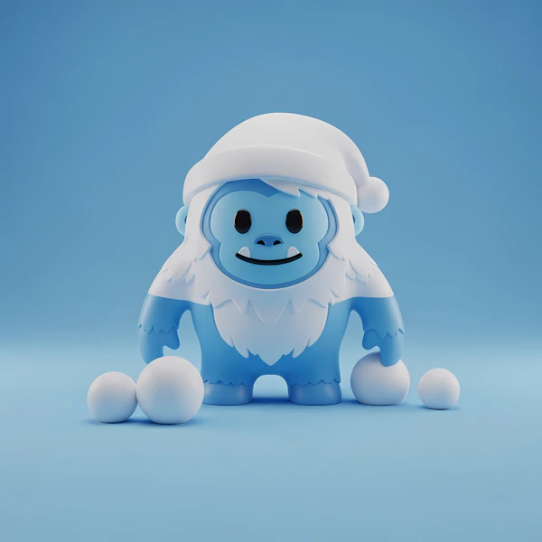 Cartoon Yeti in Winter