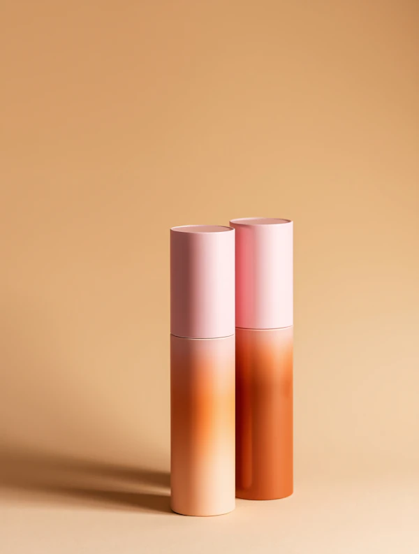 Gradient Cylinders on Beige Background