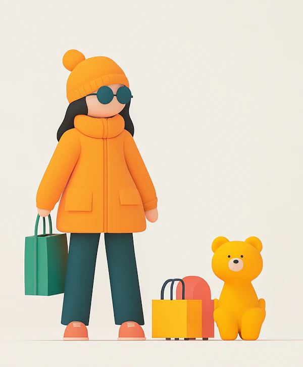 Stylized Character with Teddy Bear