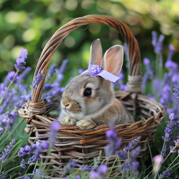 Adorable Rabbit in Lavender Garden