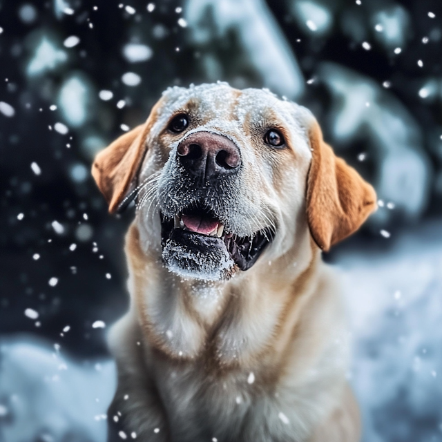 Joyful Labrador in Snow